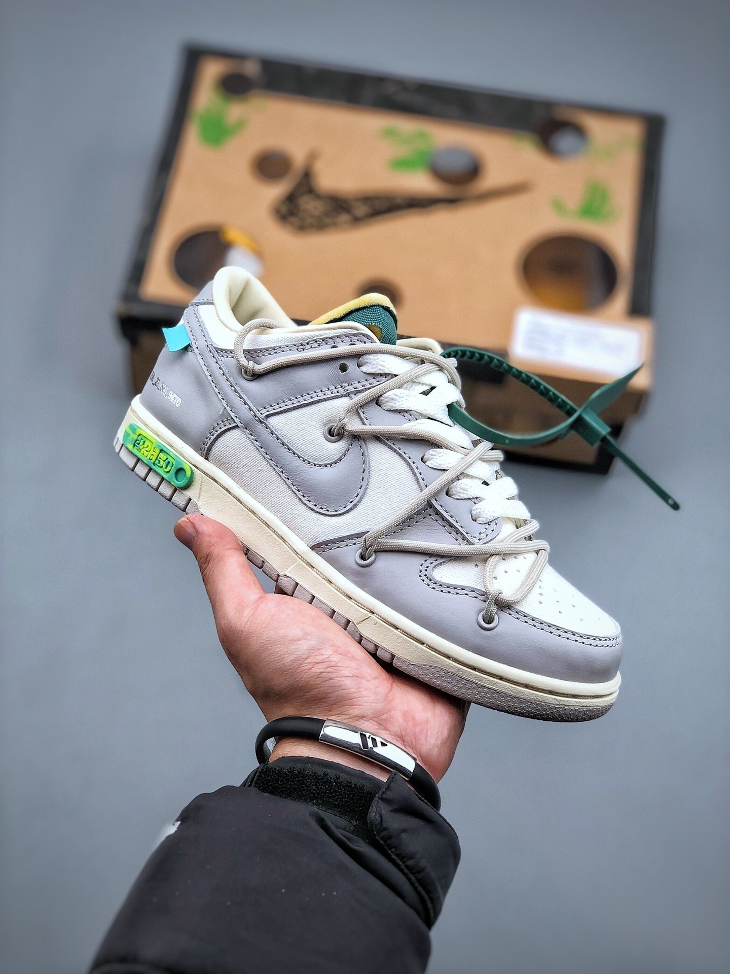 放190 Off-White x Nike Dunk Low “The50″灰白 NO.42 白鞋带绿扣 DM1602-117