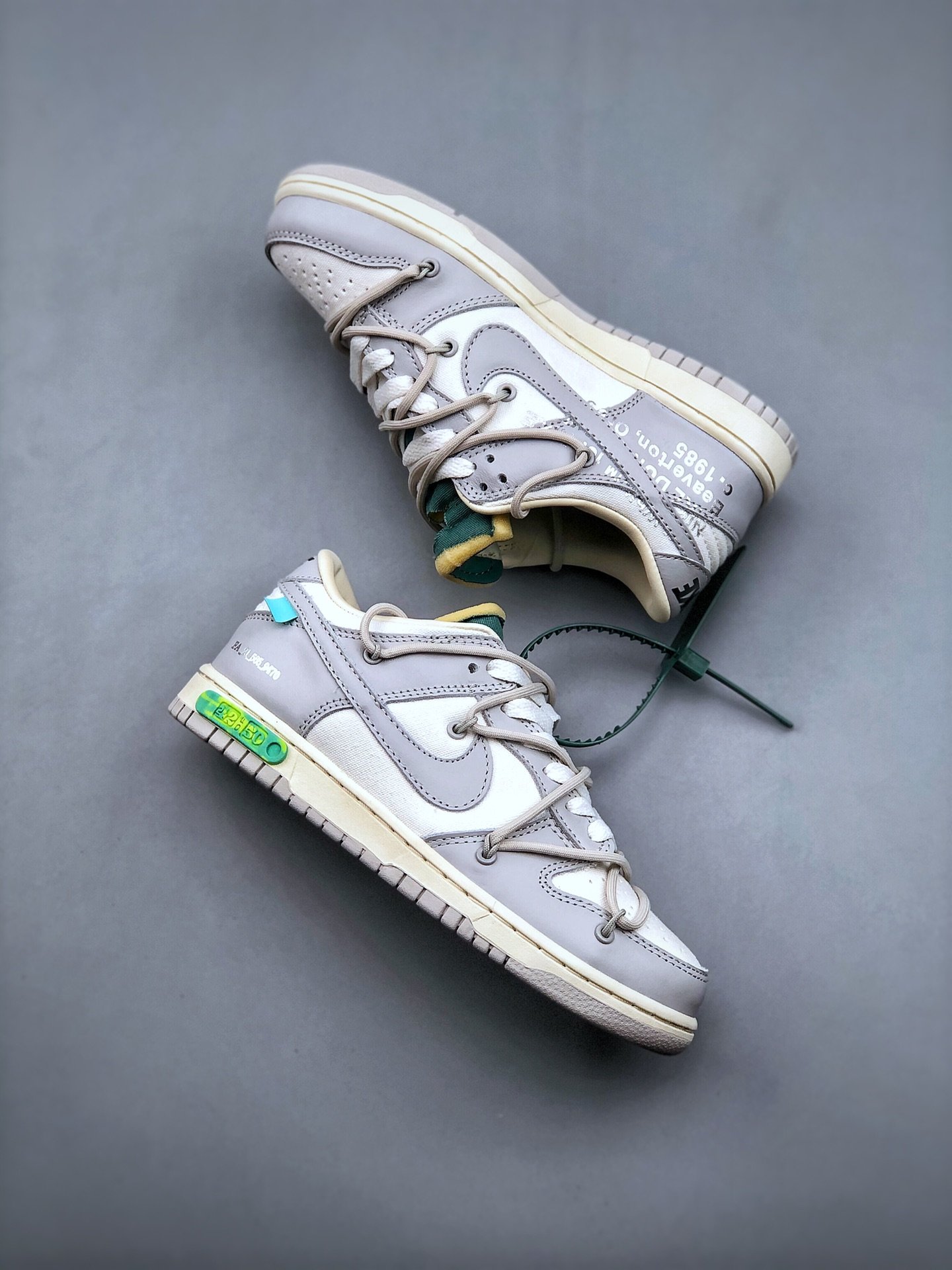 放190 Off-White x Nike Dunk Low "The50"灰白 NO.42 白鞋带绿扣 DM1602-117